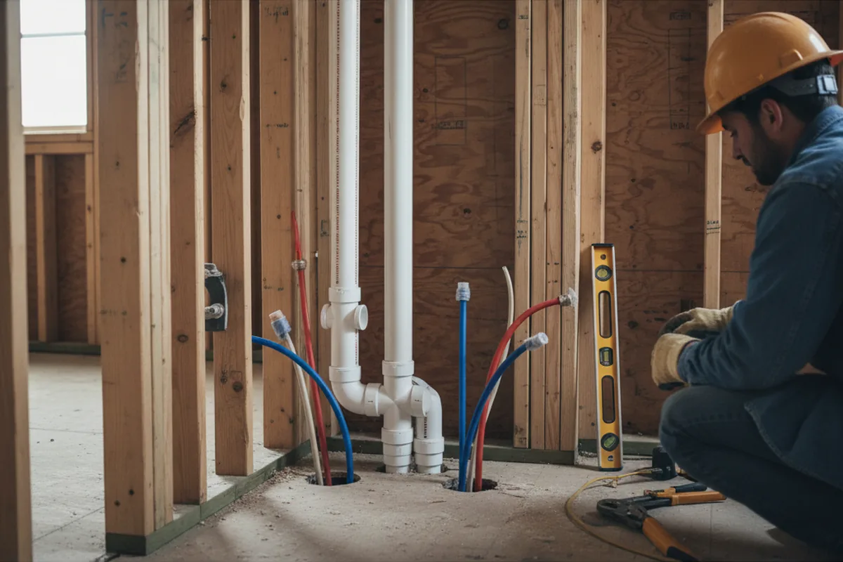 Drain and supply rough-in during Garbage Disposal Repair in Flanders